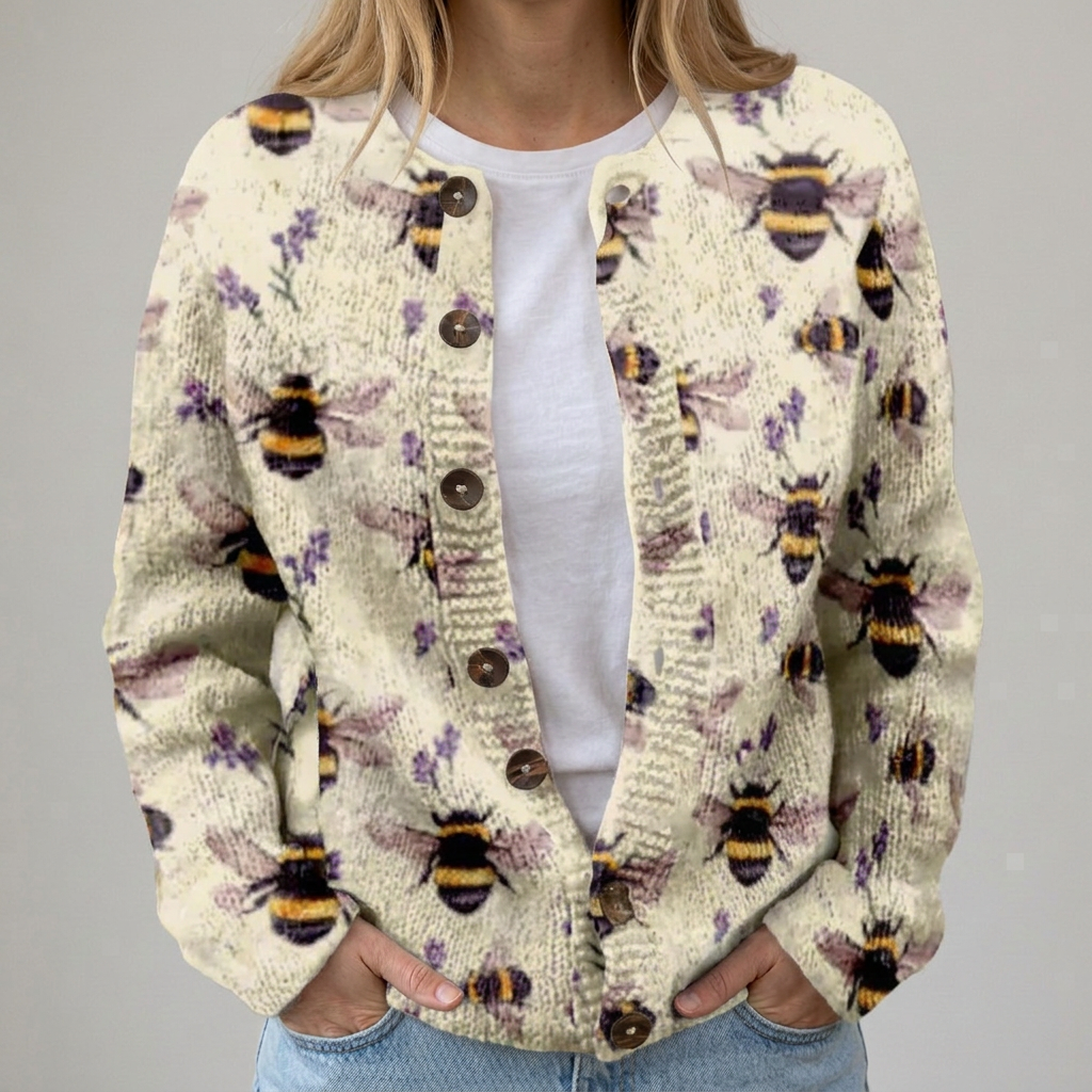 Selina | Strickjacke mit Herbstblumen