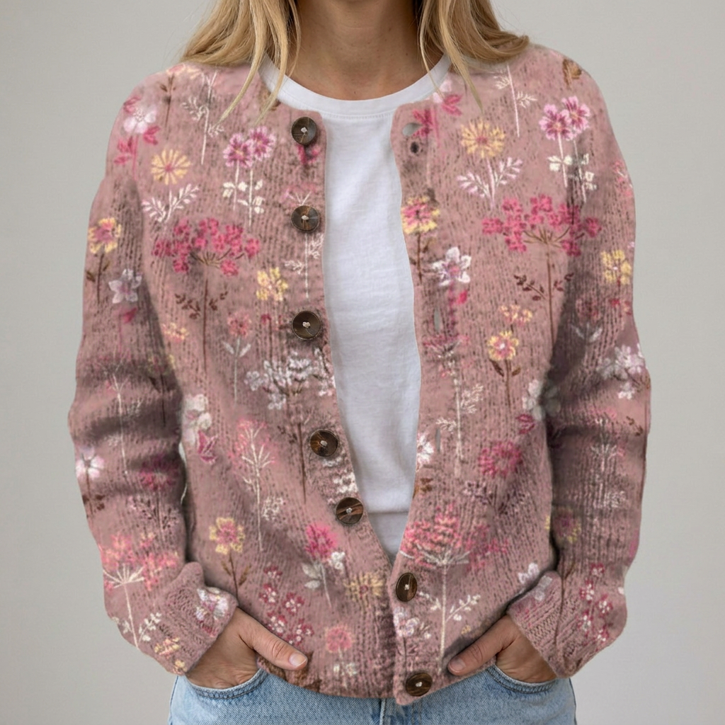 Mina | Herbststrickjacke mit Blumenmuster