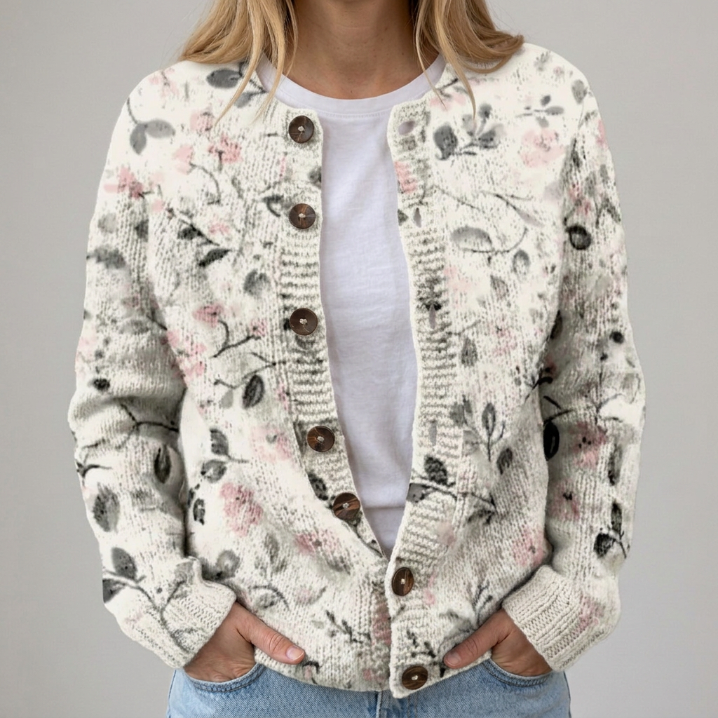 Lina | Herbststrickjacke mit Blumenmuster