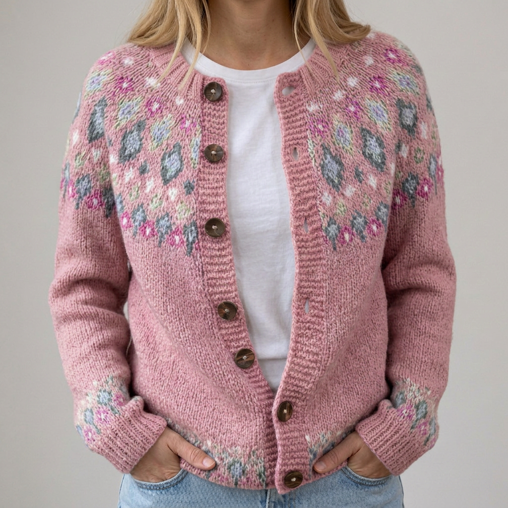 Amelie | Herbststrickjacke mit Blumenmuster