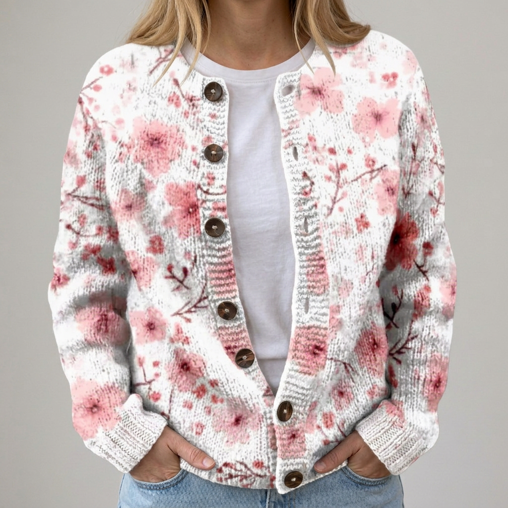 Juna | Strickjacke mit Herbstblumen