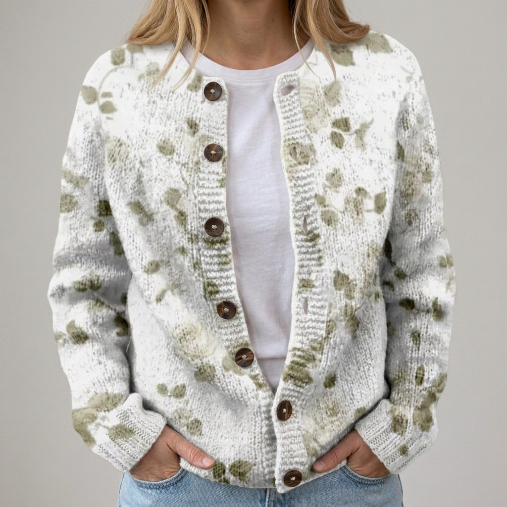 Alena | Strickjacke mit Herbstblumen