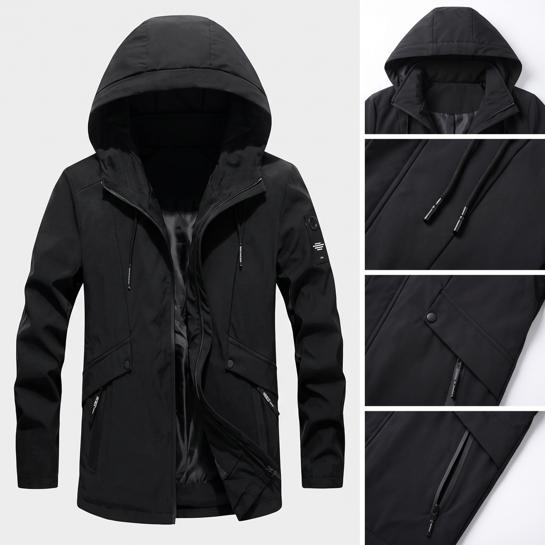 Gunnar | Schwarze Outdoorjacke mit Kapuze