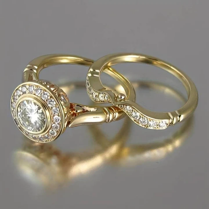 Maren | Vintage-Ring-Set aus Gold und Zirkonia