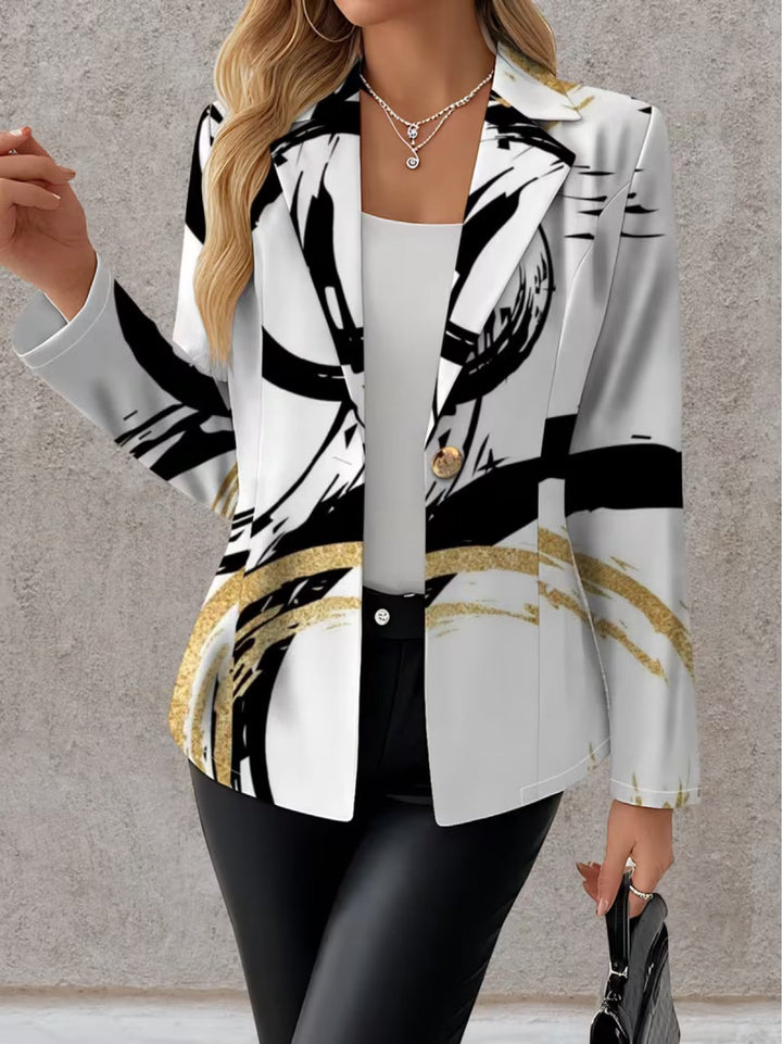 Monika | Blazer mit abstraktem Schwarz-Weiß-Muster