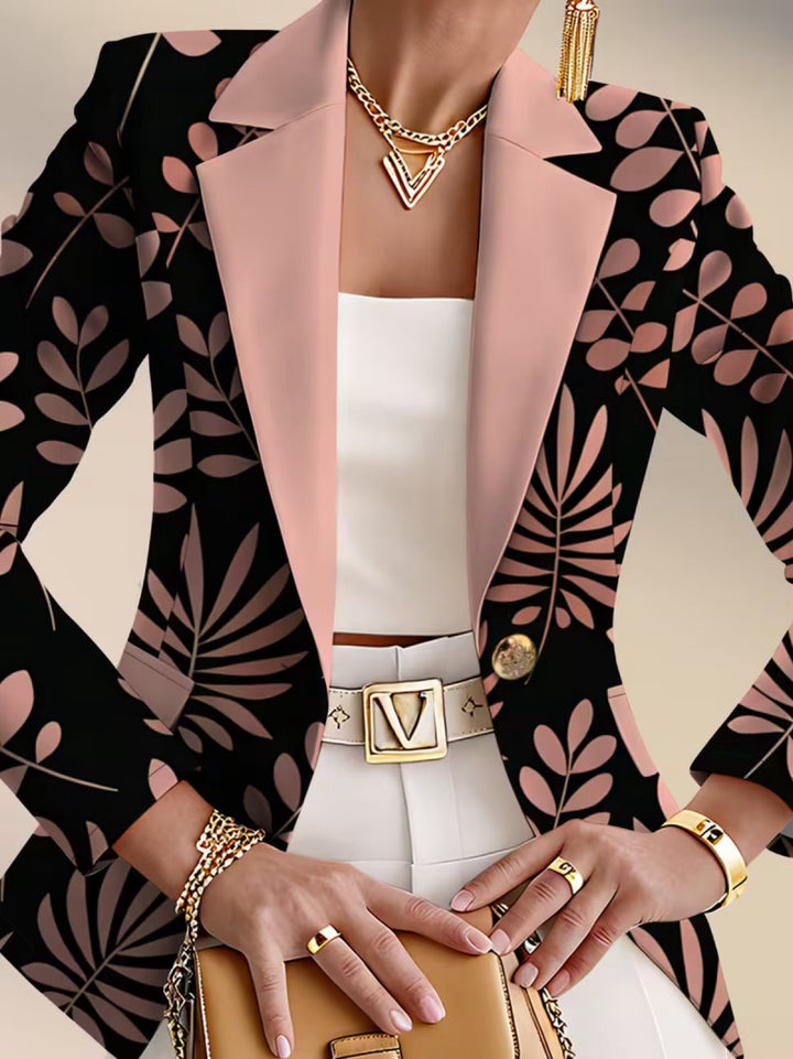 Erika | Blazer mit rosafarbenem Blattmuster