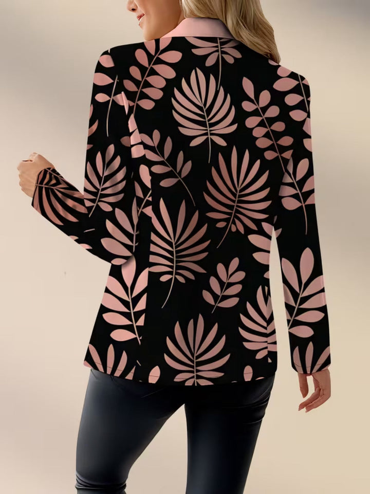 Erika | Blazer mit rosafarbenem Blattmuster