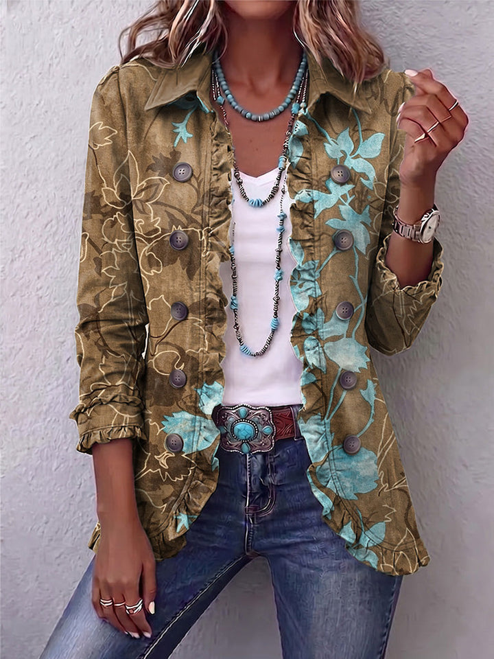Bettina | Vintage-Boho-Jacke mit Farbverlauf und Blumenmuster