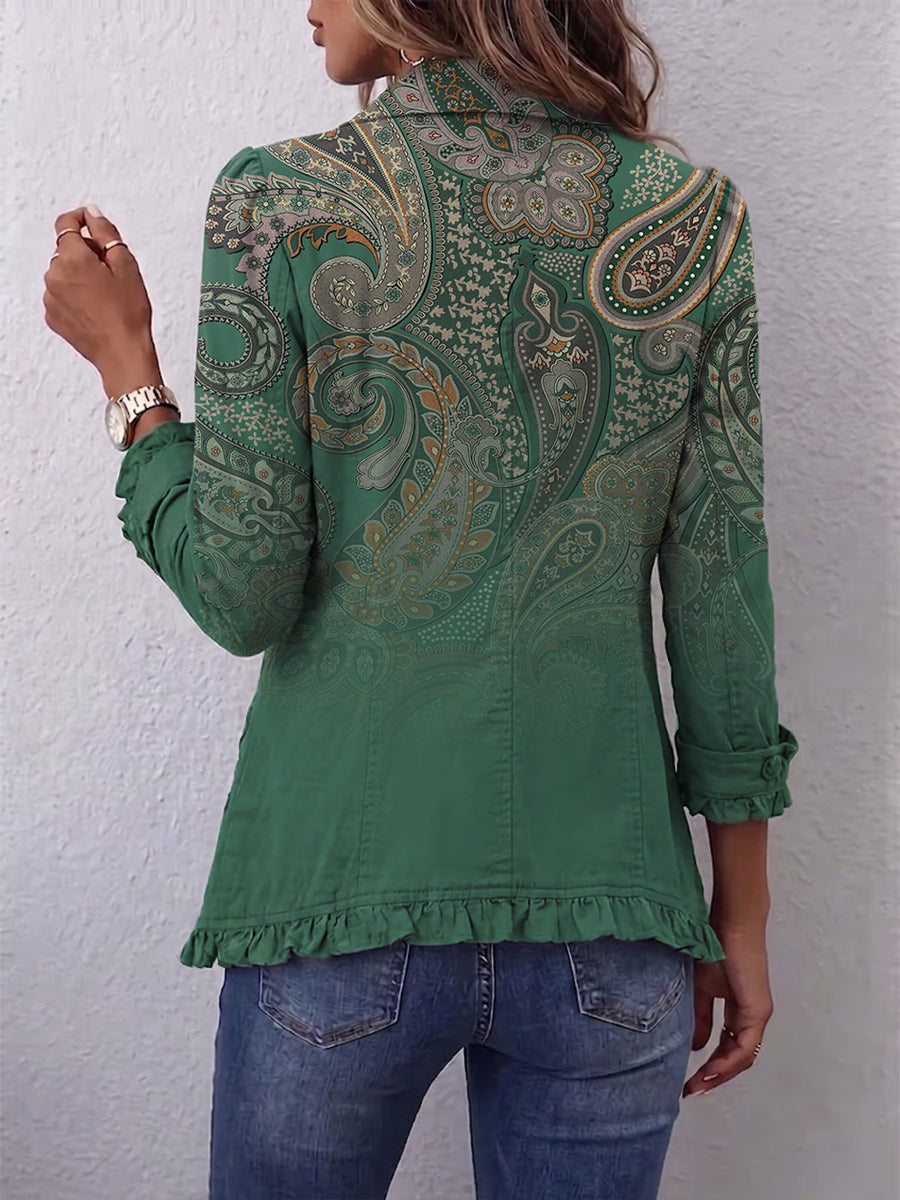 Sabine | Bohemian-Jacke mit Paisleymuster und Rüschen