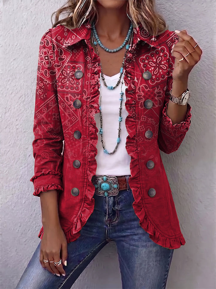 Gisela | Bohemian-Rüschenjacke mit Paisley-Ombré