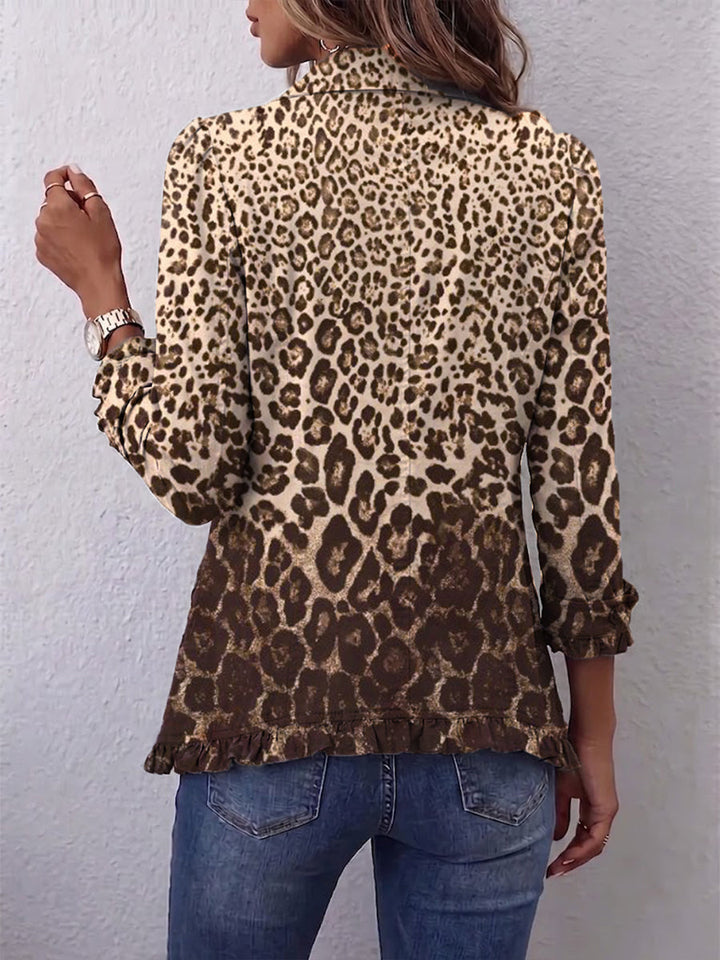 Jutta | Rüschenjacke mit Leopardenmuster
