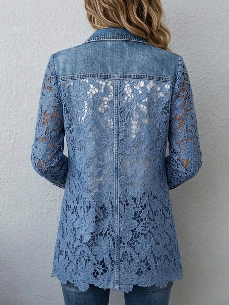Lieselotte | Blazerjacke mit floralen Spitzeneinsätzen