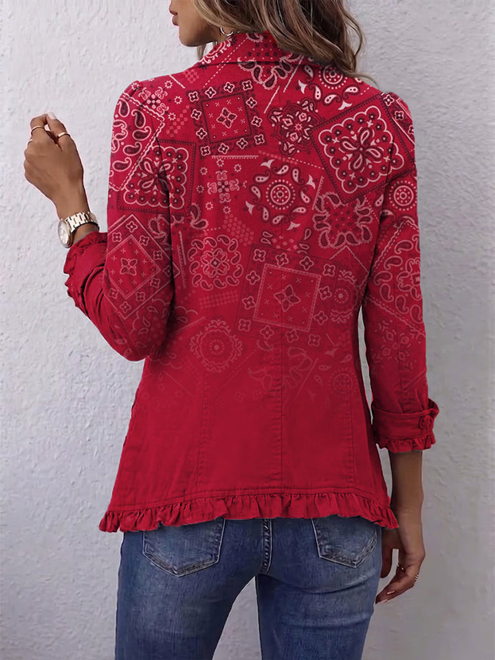 Gisela | Bohemian-Rüschenjacke mit Paisley-Ombré