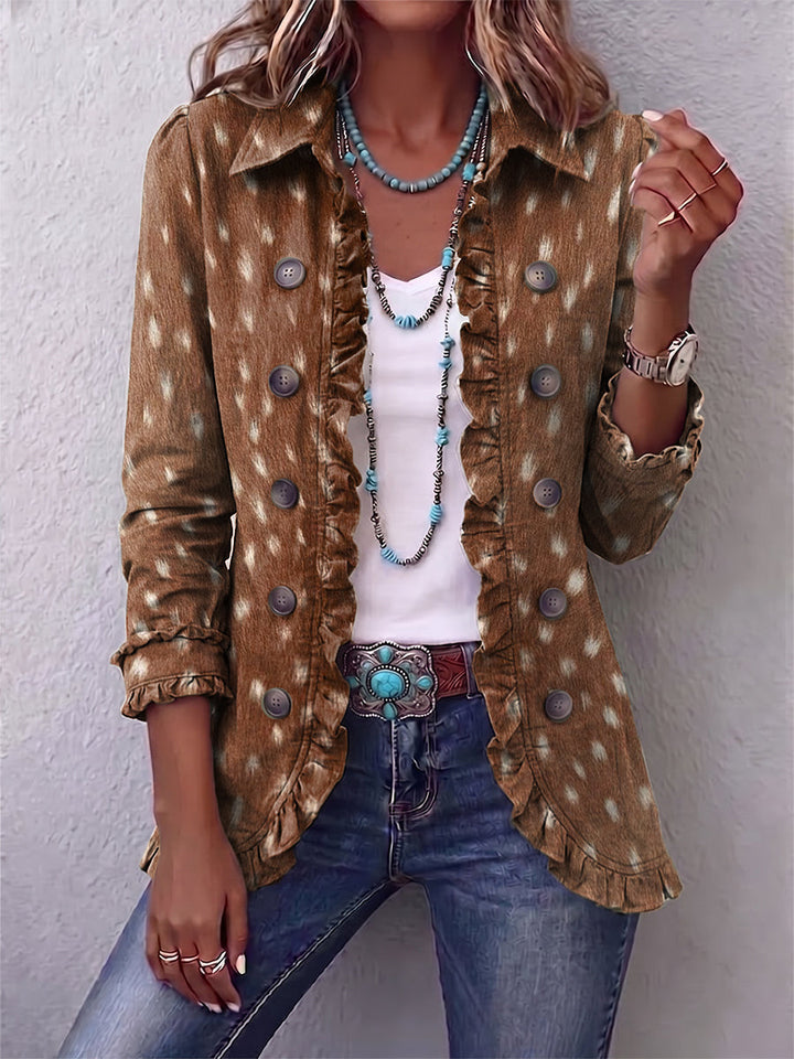 Hildegard | Bohemian-Rüschenjacke mit Tiermuster
