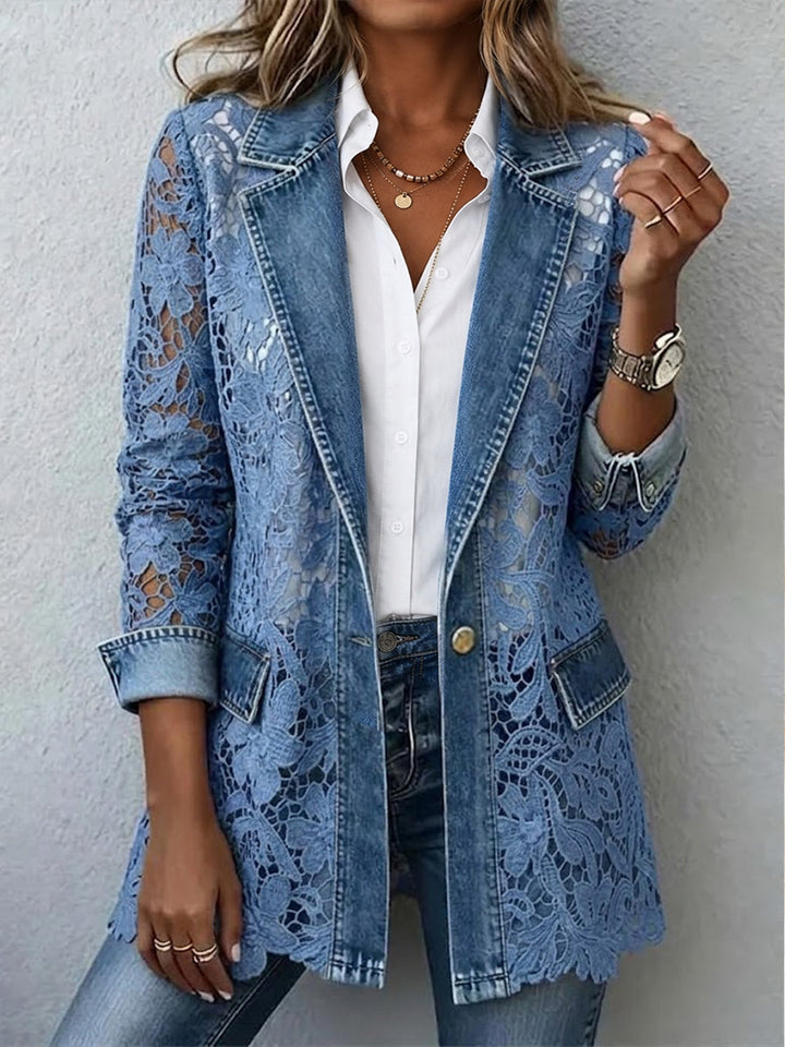 Lieselotte | Blazerjacke mit floralen Spitzeneinsätzen