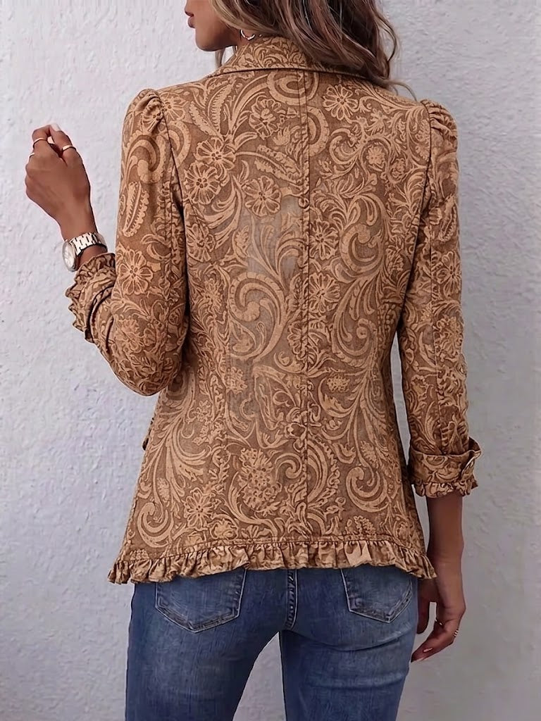 Gesine | Vintage-Boho-Jacke mit Blumenmuster und Rüschen