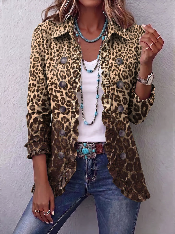 Jutta | Rüschenjacke mit Leopardenmuster