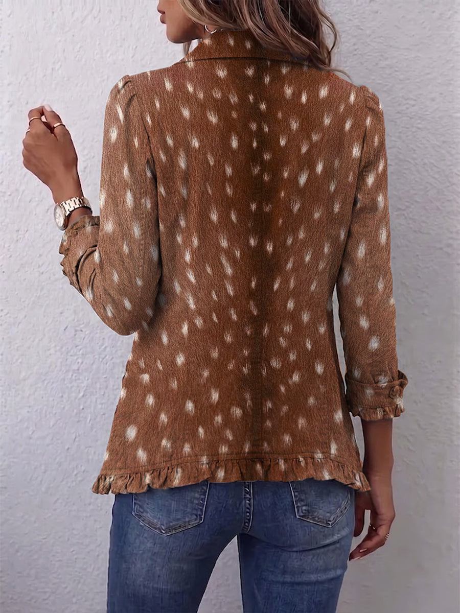 Hildegard | Bohemian-Rüschenjacke mit Tiermuster