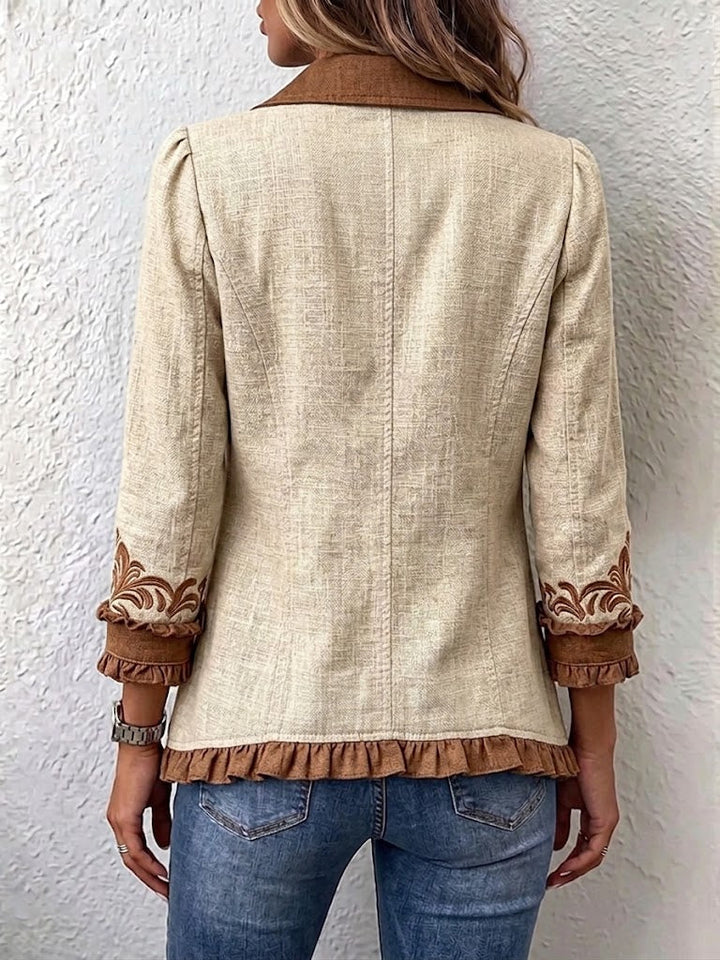Franziska | Vintage-Boho-Jacke mit Blumenmuster und Rüschen