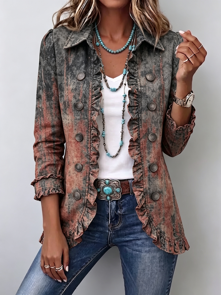 Renate | Vintage-Rüschenjacke mit strukturiertem Farbverlauf