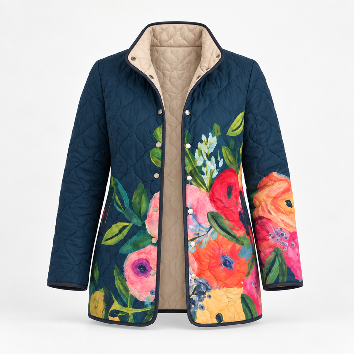 Hannah | Steppjacke mit gemalten Blumen